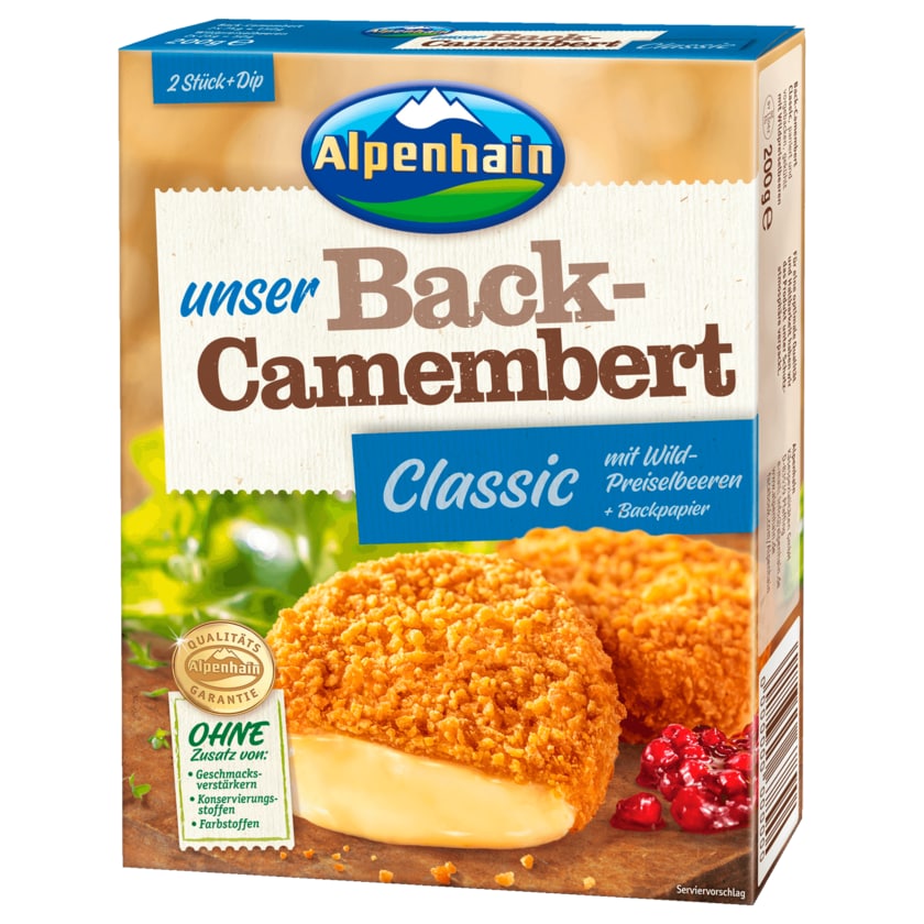 Alpenhain Back-Camembert Classic mit Wild-Preiselbeeren 200g